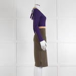 S Dress Purple Khaki Pink Trim Body Con Dress