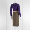 S Dress Purple Khaki Pink Trim Body Con Dress