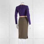 S Dress Purple Khaki Pink Trim Body Con Dress