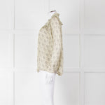 Ba&sh Cream Black Floral Frill Detail Long Sleeve Top