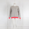 Cove Light Grey Cashmere Jumper with Pink & Orange Cuff Details