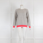 Cove Light Grey Cashmere Jumper with Pink & Orange Cuff Details