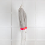 Cove Light Grey Cashmere Jumper with Pink & Orange Cuff Details