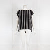 Emilio Pucci Black & White Stripe Silk Top with Gold Button Detail