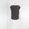 Emilio Pucci Black & White Stripe Silk Top with Gold Button Detail