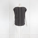 Emilio Pucci Black & White Stripe Silk Top with Gold Button Detail