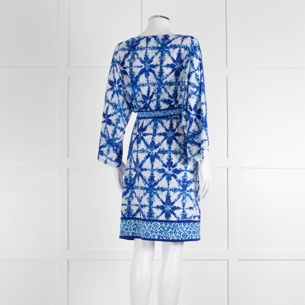 Michael Michael Kors White Blue Wide Sleeve Belted Tunic