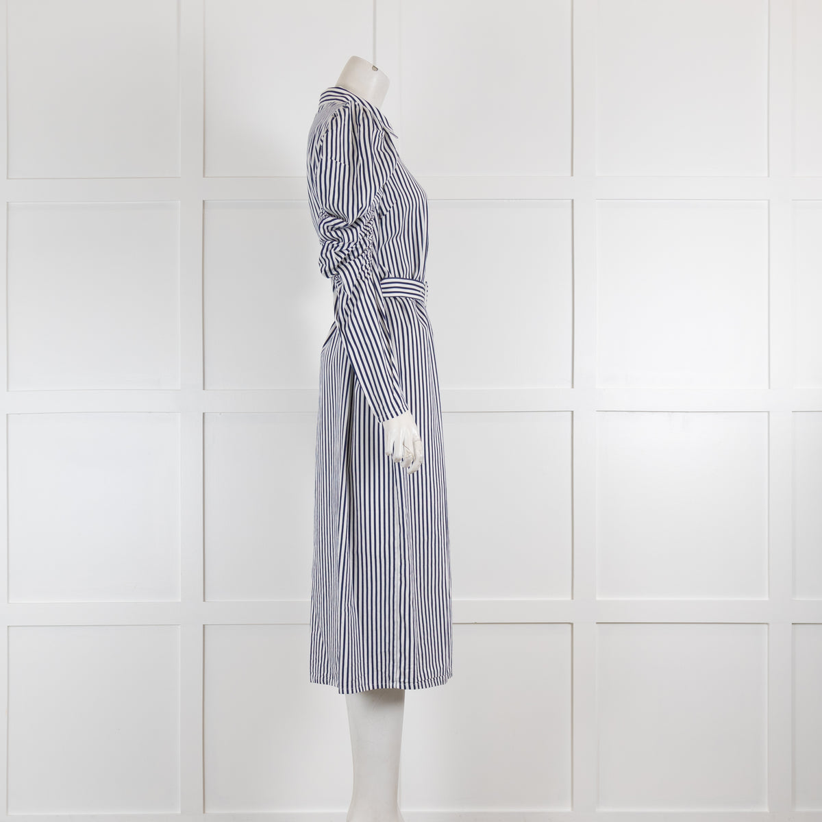 Just Female Navy & White Stripe Long Sleeved Dress with Belt
