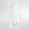 Tara Jarmon White Cotton Poplin Midi Dress with Cream Lace Insert