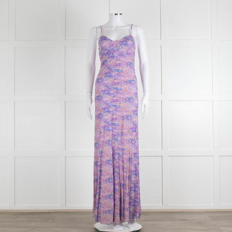 LoveShackFancy Lilac Green Floral Sleeveless Maxi Dress