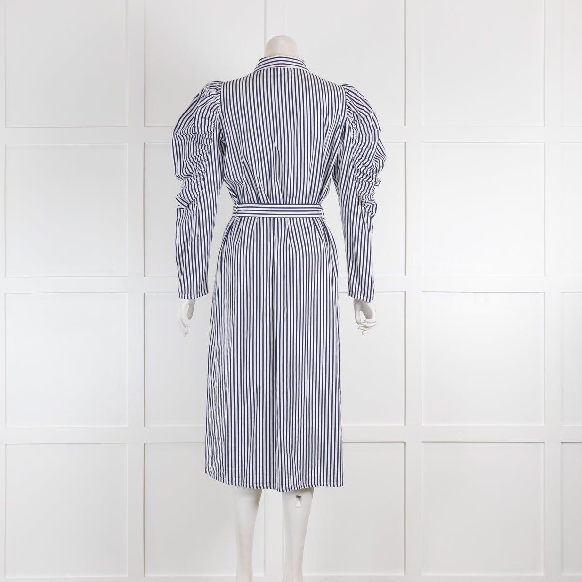 Just Female Navy & White Stripe Long Sleeved Dress with Belt