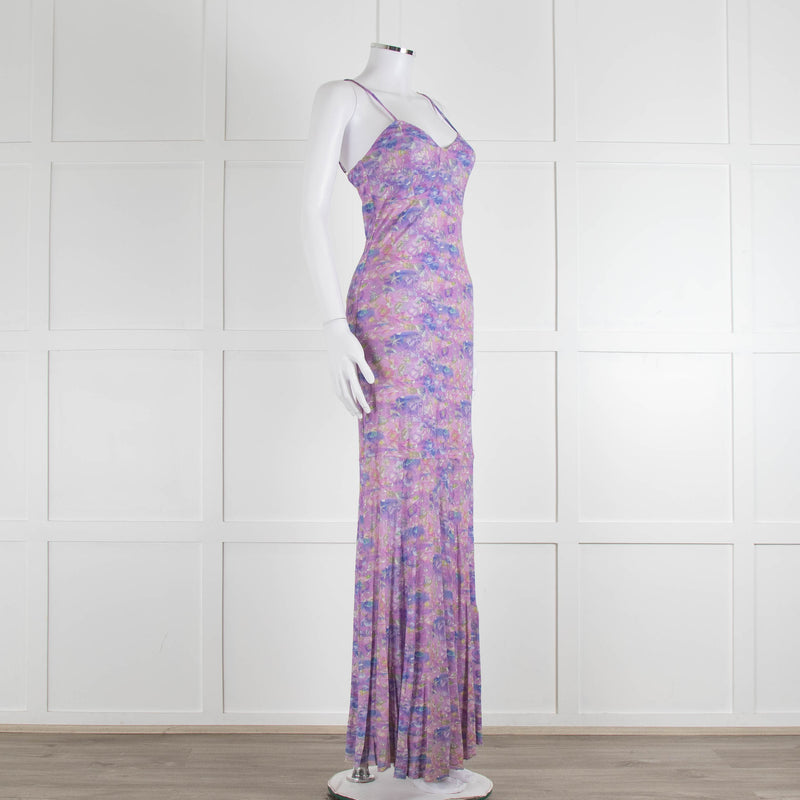 LoveShackFancy Lilac Green Floral Sleeveless Maxi Dress