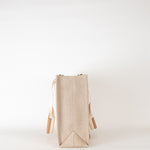 Chloe Neutral Linen Logo Woody  Medium Tote Bag