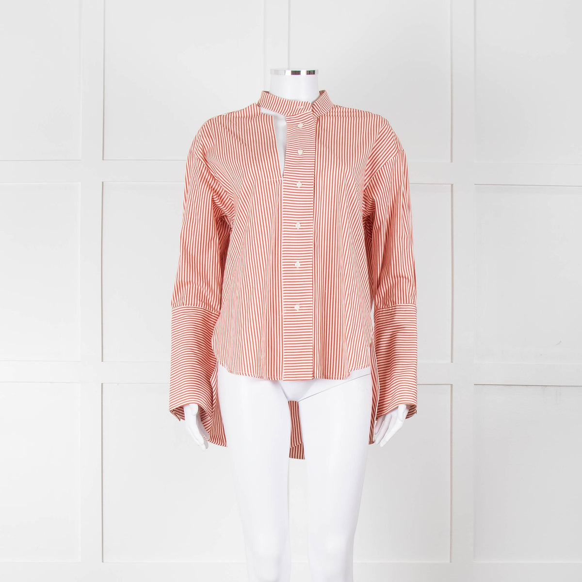 Palmer Harding White Red Stripes Tie Knot Cotton Button Up Shirt