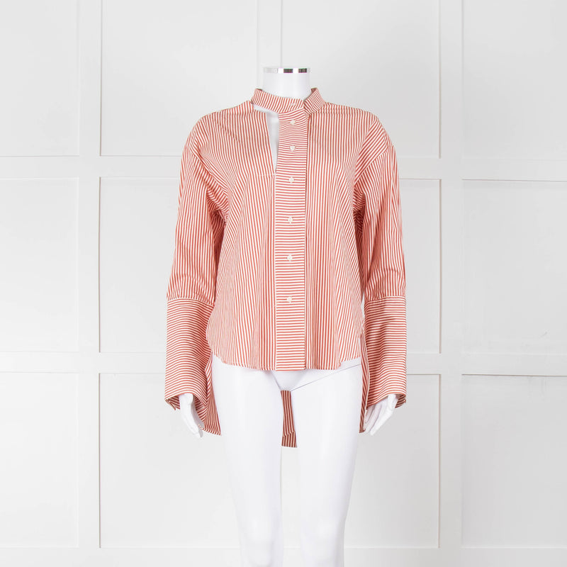 Palmer Harding White Red Stripes Tie Knot Cotton Button Up Shirt