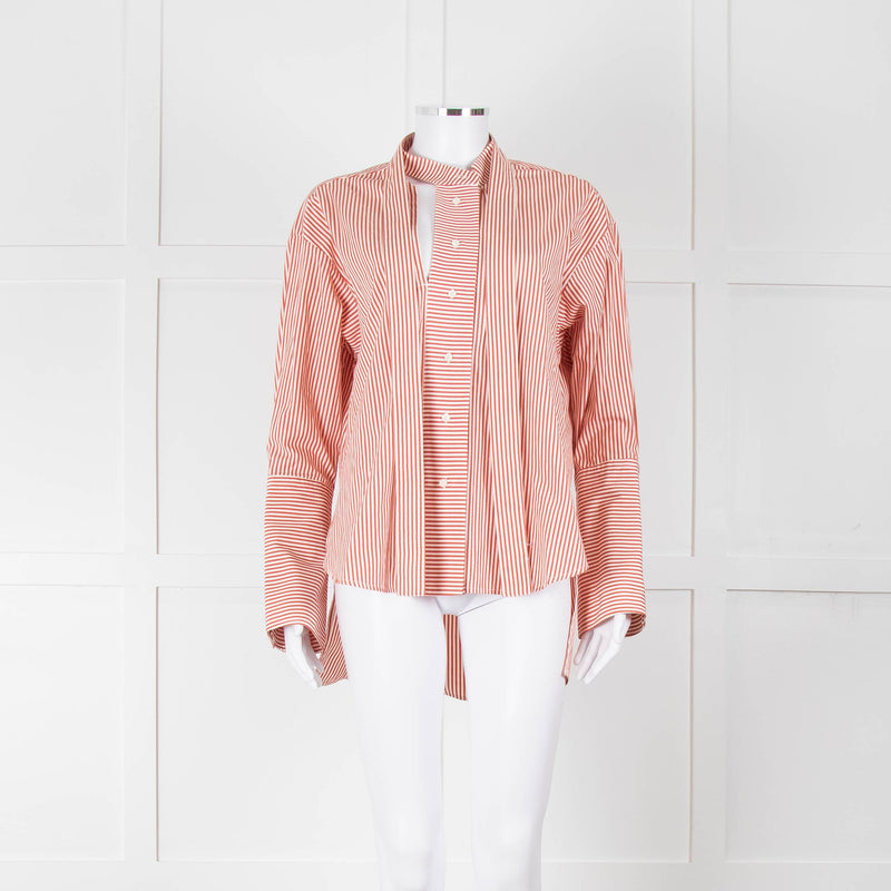 Palmer Harding White Red Stripes Tie Knot Cotton Button Up Shirt