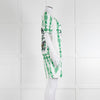 Cavalli Class White Green Cotton Short Sleeve Dress