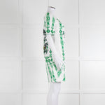 Cavalli Class White Green Cotton Short Sleeve Dress