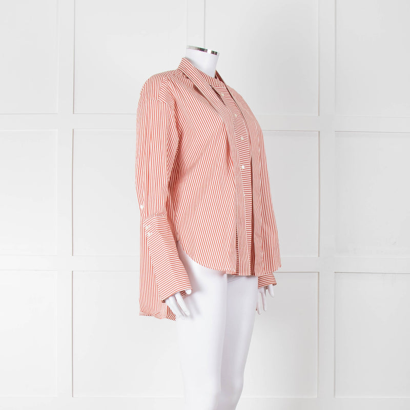 Palmer Harding White Red Stripes Tie Knot Cotton Button Up Shirt