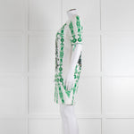Cavalli Class White Green Cotton Short Sleeve Dress