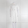 Kenzo White Embroidered Cotton Buttoned Up Belted Dress
