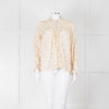 Ba&sh Cream Pink Floral Lace Detail Front Button Cotton Top