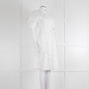 Kenzo White Embroidered Cotton Buttoned Up Belted Dress