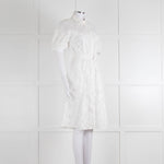 Kenzo White Embroidered Cotton Buttoned Up Belted Dress