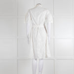 Kenzo White Embroidered Cotton Buttoned Up Belted Dress