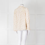 Ba&sh Cream Pink Floral Lace Detail Front Button Cotton Top