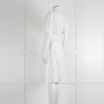 Kenzo White Embroidered Cotton Buttoned Up Belted Dress