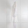 Kenzo White Embroidered Cotton Buttoned Up Belted Dress