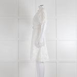 Kenzo White Embroidered Cotton Buttoned Up Belted Dress