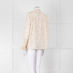 Ba&sh Cream Pink Floral Lace Detail Front Button Cotton Top
