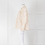 Ba&sh Cream Pink Floral Lace Detail Front Button Cotton Top