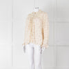 Ba&sh Cream Pink Floral Lace Detail Front Button Cotton Top