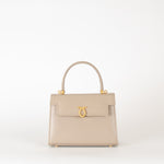 Launer London Taupe Judi Buttermilk Top Handle Small Bag