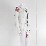 Isabel Marant Etoile White Cheese Cloth Red Embroidery Volume Blouse