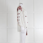 Isabel Marant Etoile White Cheese Cloth Red Embroidery Volume Blouse