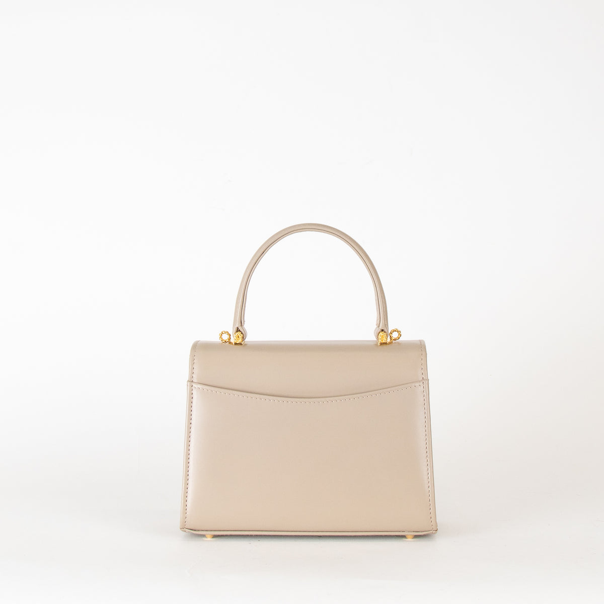 Launer London Taupe Judi Buttermilk Top Handle Small Bag