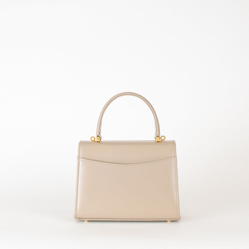 Launer London Taupe Judi Buttermilk Top Handle Small Bag
