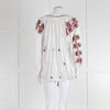 Isabel Marant Etoile White Cheese Cloth Red Embroidery Volume Blouse