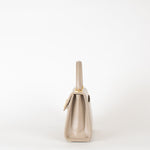 Launer London Taupe Judi Buttermilk Top Handle Small Bag