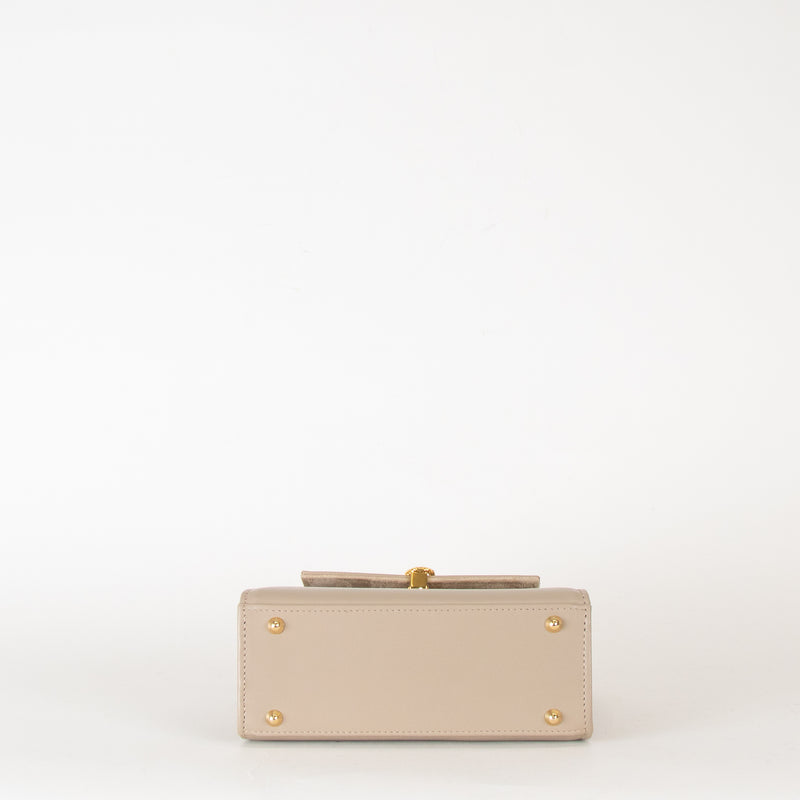 Launer London Taupe Judi Buttermilk Top Handle Small Bag