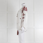 Isabel Marant Etoile White Cheese Cloth Red Embroidery Volume Blouse