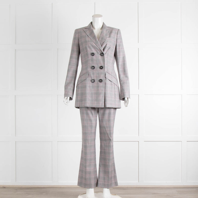 Escada Prince of Wales Check Pink Accented Suit