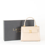 Launer London Taupe Judi Buttermilk Top Handle Small Bag