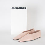 Jil Sander Pale Pink Leather Square Toes Flat Pumps