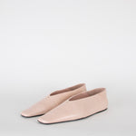 Jil Sander Pale Pink Leather Square Toes Flat Pumps
