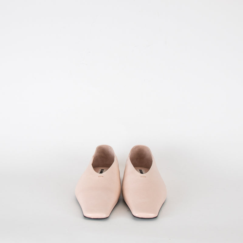 Jil Sander Pale Pink Leather Square Toes Flat Pumps